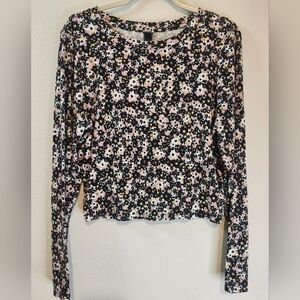 Wild Fable Floral Ribbed Deadstock Crop Top Longsleeve Ditzy Retro 90s Size XXL